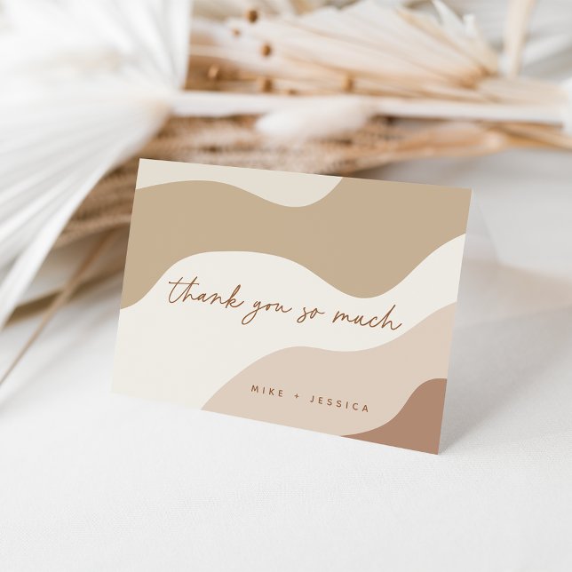 Neutral Organic Wavy Stripe Personalised Thank You Card (Creator Uploaded)