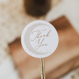 Neutral Over the Moon Baby Shower Classic Round Sticker