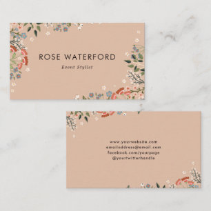 Neutral Palette Boho Wildflowers Business Card