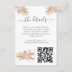 Neutral Palm and Pampas Flower Decor Wedding Enclosure Card