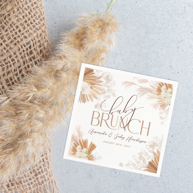 Neutral Pampas Baby Brunch Baby Shower Napkin (Creator Uploaded)