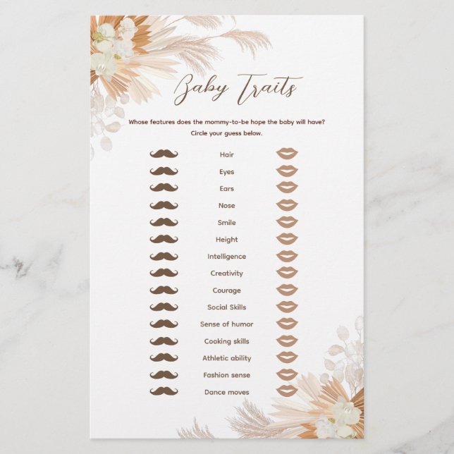 Neutral Pampas Baby Traits Game Flyer (Front)