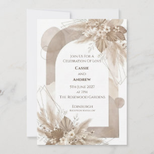 Neutral Pampas Boho Wedding Invitation