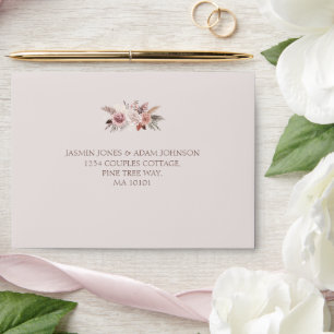 Neutral Pampas Floral Boho Wedding Envelope