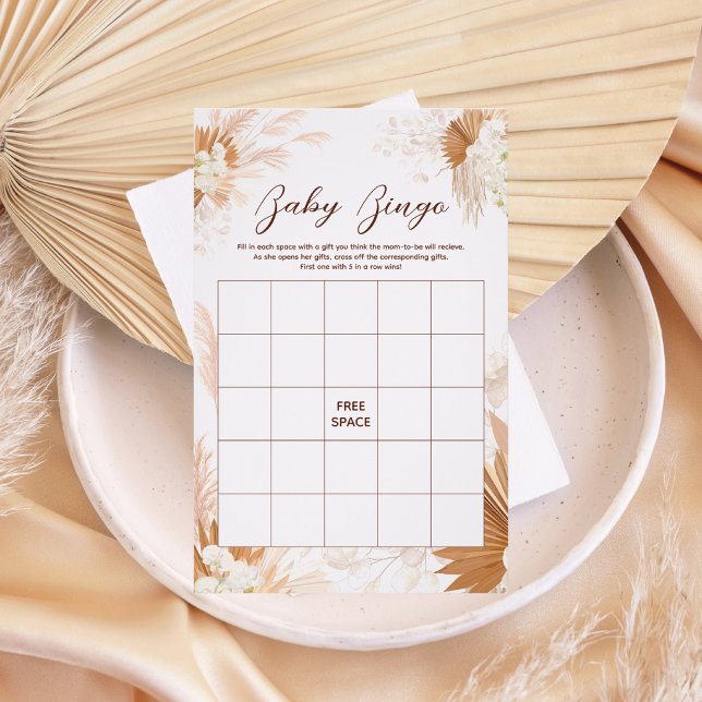Neutral Pampas Grass BINGO Baby Shower Game Flyer (Creator Uploaded)
