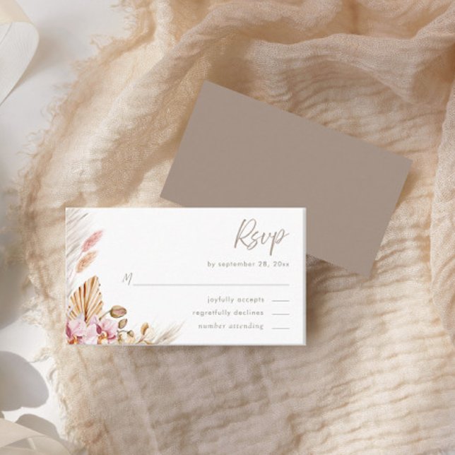 Neutral Pampas Grass Blush Floral Rustic Elegant  Enclosure Card (Creator Uploaded)