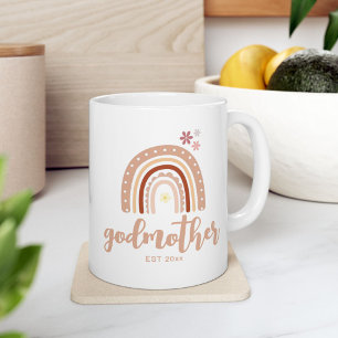 Neutral Pastel Boho Rainbow Godmother Established Coffee Mug