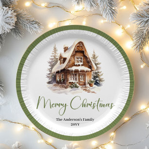 Neutral Pastel Christmas Personalized Family Plate