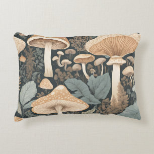 Neutral Pastel Mushroom Forest Nature Art Decorative Cushion