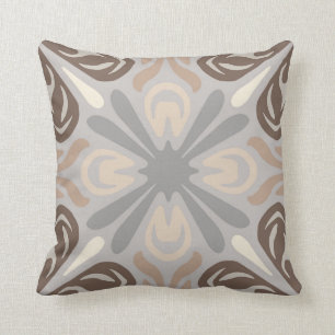 Neutral Pattern Pillow in Grey, Tan & Brown