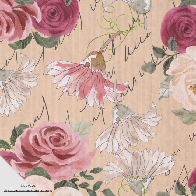 Neutral pattern Roses Dhalia Chic Decoupaging art Tissue Paper (Creator Uploaded)