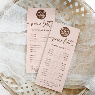 Neutral Peach and Brown Logo Price List Services Rack Card
