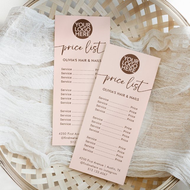 Neutral Peach and Brown Logo | Price List Services Rack Card (Creator Uploaded)