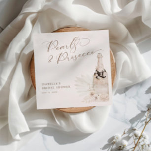 Neutral Pearls and Prosecco Bridal Shower Napkin