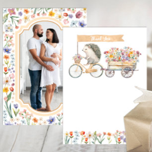 Neutral Photo Thank You – Hedgehog Baby Shower Card
