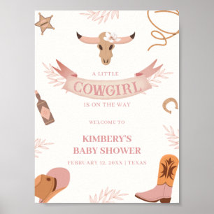 Neutral Pink Boho Cowgirl Baby Shower Welcome  Poster