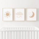 Neutral Pink Cloud Moon Sun Girl Nursery Decor<br><div class="desc">Brighten up your little one's space these matching moon,  cloud,  and sun nursery prints.</div>