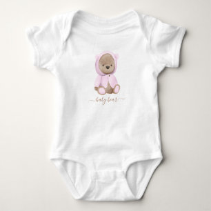 Neutral Pink Teddy Bear Baby Bear Bodysuit