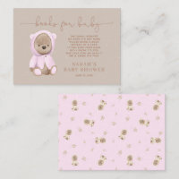 Neutral Pink Teddy Bear Baby Shower Book Request