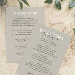 Neutral Places to Eat and Things to Do Card<br><div class="desc">Warm Grey Welcome to Wedding Weekend Card with Recommended Places to Eat and Things to Do.
Design features an elegant modern style text layout. To make advanced changes,  please select "Click to customise further" option under Personalise this template.</div>