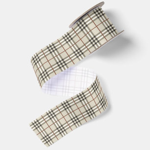 Neutral Plaid Cosy Classic Pattern Satin Ribbon