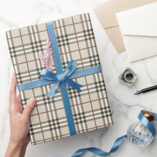Neutral Plaid Cosy Classic Pattern Wrapping Paper