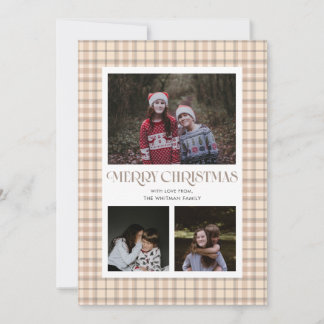 Neutral Plaid Multiple Photo Holiday Card
