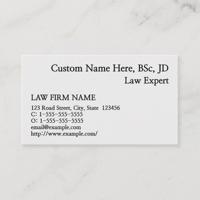 Neutral, Plain Lawyer Business Card (Front)