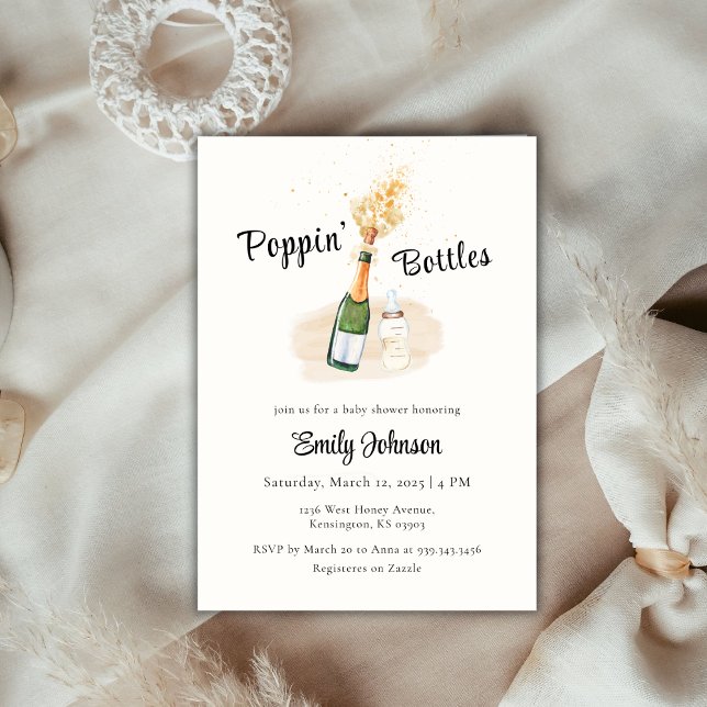 Neutral Poppin Bottles Champagne Baby Shower Thank You Card (Neutral Poppin Bottles Champagne Baby Shower Thank You Card)