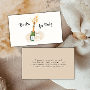 Neutral Poppin Champagne Books For Baby Shower Enclosure Card