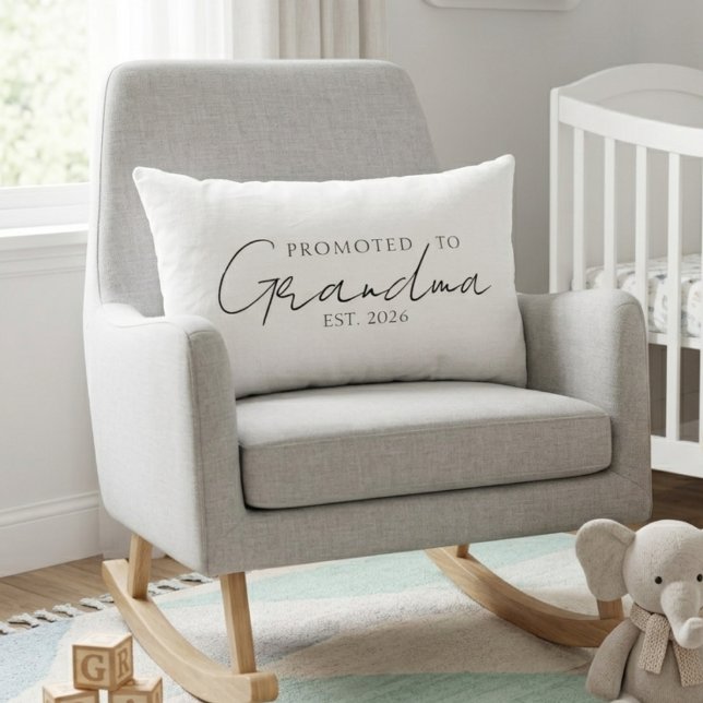 Neutral Promoted To Grandma EST Year Script Lumbar Cushion (Creator Uploaded)