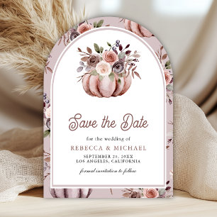 Neutral Pumpkin Floral Wedding Photo Save The Date