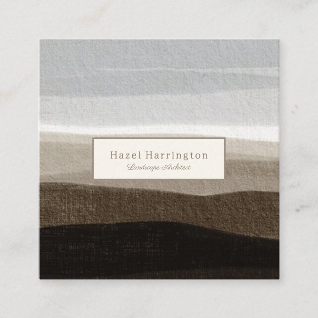 Neutral QR Code Square Business Card Brown Tan (Front)