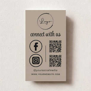 Neutral QR Connect With Us Business Logo Business Card