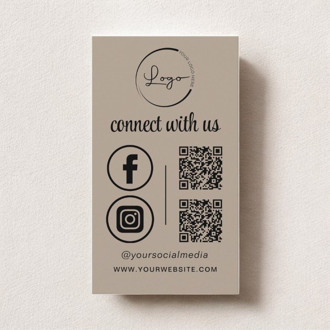 Neutral QR Connect With Us Business Logo Business Card (Creator Uploaded)