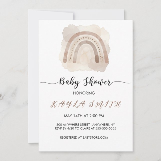 NEUTRAL RAINBOW BABY SHOWER INVITATION (Front)