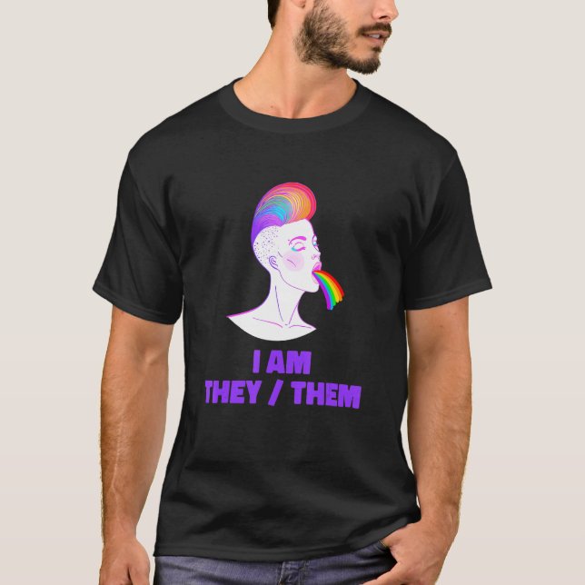 Neutral Rainbow Pride Genderless - Non Binary Gend T-Shirt (Front)