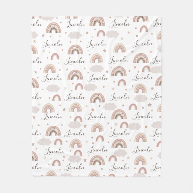Neutral Rainbows Name Blanket  (Front)