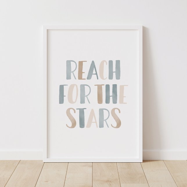 Neutral Reach for the Stars Outer Space Kids Room Poster (Creator Uploaded)