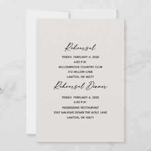 Neutral Rehearsal and Rehearsal Dinner Invitation