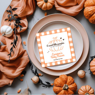 Neutral Retro Pumpkin On its Way Baby Shower Paper Napkin