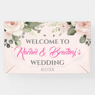 Neutral Rose Greenery Wedding Frame Customise Banner