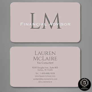 Neutral Rose Taupe Monogram Business Card