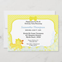 Neutral Rubber Ducky Birthday Patyr Invitations
