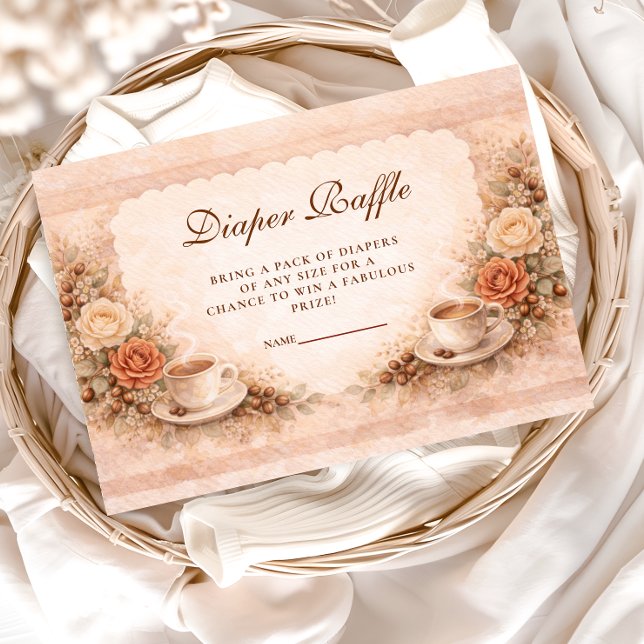 Neutral Rustic A Baby Is Brewing Diapper Raffle Enclosure Card (Creator Uploaded)