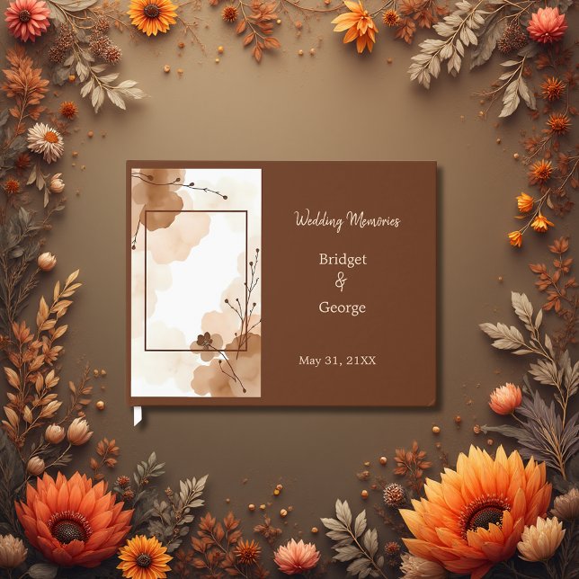 Neutral rustic abstract earthy Botanical Wedding Guest Book (Creator Uploaded)