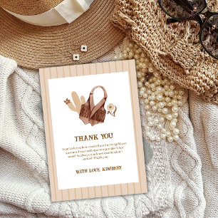 Neutral Rustic Boho Cactus Cowgirl Baby Shower Thank You Card
