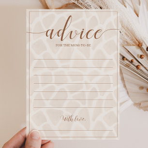 Neutral Safari Giraffe Baby Shower Advice Cards