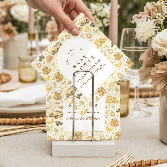 Neutral Safari Jungle Baby Shower Napkin (Creator Uploaded)