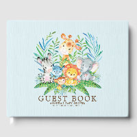 Neutral Safari Jungle Boys Baby Shower Guest Book